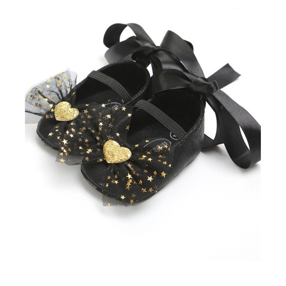 Silver Statement Bow Princess Baby Girl Shoes - Picture 4 of 8